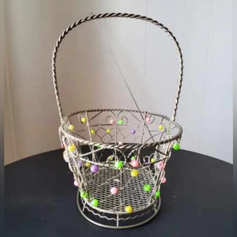 Multi Color Beaded Flower Basket